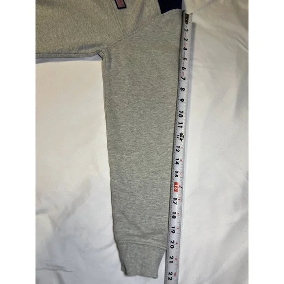 Vineyard Vines Sweater  Kids XL (18) Gray & Blue 1/4 Zip Pullover Preppy Casual - Picture 5 of 12